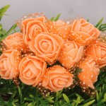 Kwiatki różyczki piankowe z tiulem pomarańczowe 144szt.