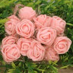 Kwiatki różyczki piankowe z tiulem łosoś 144szt.