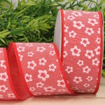 Wstążka w kwiaty czerwona 3,8cm 9m