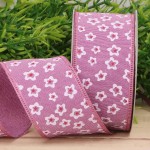 Wstążka w kwiaty fioletowa 3,8cm 9m