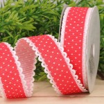 Wstążka w kropki czerwona 2,5cm 9m