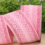 Wstążka jutowa różowa 4cm 4,5m