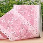 Wstążka jutowa kokardki różowa 6cm 4,5m