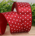 Wstążka w kropki atłasowa bordowy 4cm x 23m