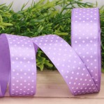 Wstążka w kropki atłasowa fiolet 2,5cm x 23 m 