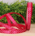 Wstążka w kropki atłasowa fuksja 1cm x 23 m