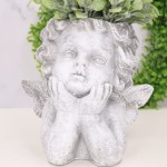 Osłonka ozdobna głowa cherubin mały szara 20cm