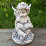 Figurka cmentarna aniołek z książką szary 23cm