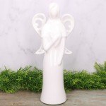Anioł ceramiczny biały szkliwiony 38cm 