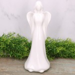 Anioł ceramiczny biały szkliwiony 26cm