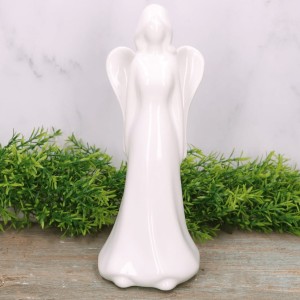 Anioł ceramiczny biały szkliwiony 26cm