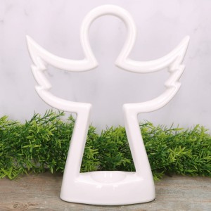 Anioł ceramiczny biały szkliwiony 29cm