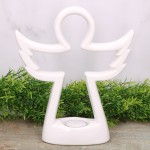 Anioł ceramiczny biały szkliwiony 24cm