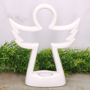 Anioł ceramiczny biały szkliwiony 24cm