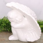 Anioł ceramiczny biały szkliwiony 21cm