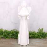 Anioł ceramiczny biały szkliwiony 45cm