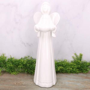 Anioł ceramiczny biały szkliwiony 45cm