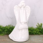 Anioł ceramiczny biały szkliwiony 37cm