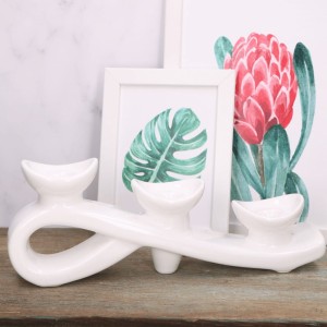 Świecznik "Zjeżdżalnia" ceramiczny szkliwiony biały 33cm