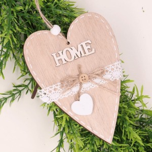 Zawieszka drewniana serduszko Home 14cm