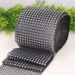 Taśma ozdobna z cyrkoniami czarna 12cm x 10Y
