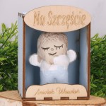 Anioł  w pudełeczku "Na szczęście" chłopiec niebieski 10 cm