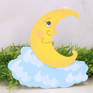 Księżyc drewniany ozdoba dla dzieci 17cm