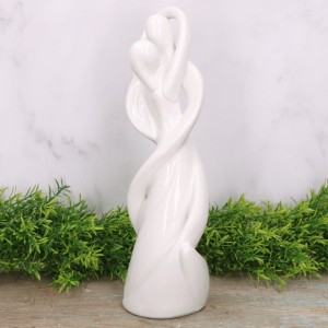 Akt "Para zawinięta" ceramiczny biały szkliwiony 29cm