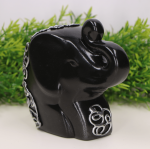 Słoń "gruby mini" ceramiczny dekorowany czarny 11cm