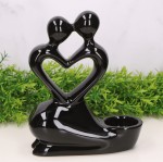 Akt "Serce małe" ceramiczny świecznik szkliwiony 21 x 16 cm 