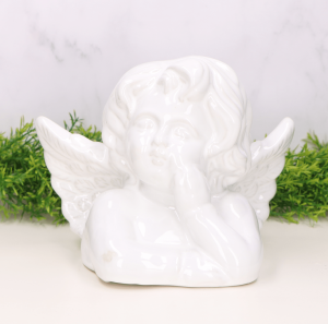Anioł ceramiczny biały szkliwiony 23cm