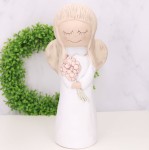 Anioł gipsowy z kwiatami biały 30cm