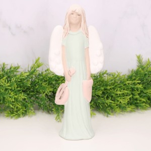 Anioł gipsowy z mandoliną zielony 24cm