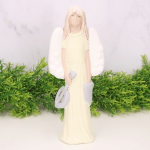 Anioł gipsowy z mandoliną kremowy 24cm 