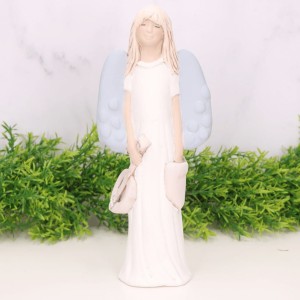 Anioł gipsowy z mandoliną biały 24cm  