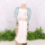 Anioł gipsowy duży siedzący błękitne skrzydła 31cm