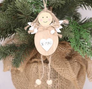 Drewniane Aniołki na choinkę 2 szt. 