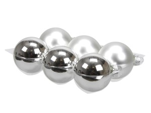 Bombki szklane 80mm Zawieszka Srebrne
