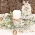 Wianek świąteczny oszroniony zielony z szyszkami 1szt.   