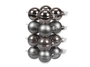 Bombki szklane 57mm Zawieszka Szare