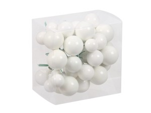 Bombki na druciku 36 szt. MIX  20/25/30mm Biel