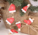 Spinacze drewniane czerwone 6szt.