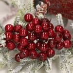 Jarzębina na druciku ciemne bordo 12mm sztuczna gałązka świąteczna stroik kuleczki 240szt.