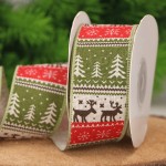Tasiemka wstążka świąteczna zielona renifery las 4cm