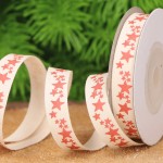 Tasiemka wstążka świąteczna czerwone gwiazdki 1cm