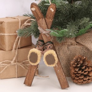 Narty drewniane z bucikami zawieszka 23cm