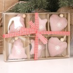 Zawieszki różowe welurowe na choinkę 6szt