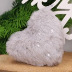 Futerkowa zawieszka SERCE na choinkę szary "Gwiazdki"