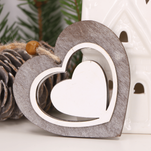 Szare drewniane serduszko zawieszka 8,5cm