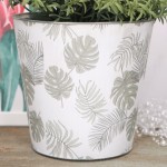 Metalowa doniczka osłonka liście monstery 17cm  